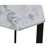 Modern Marble Top End Table/Nightstand with Black Iron Base