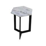 Modern Marble Top End Table/Nightstand with Black Iron Base