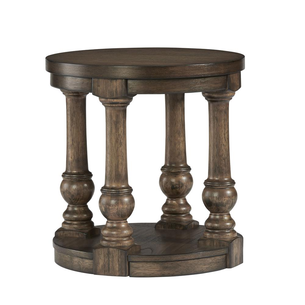 Classic Round End Table - Warm Cognac Finish | Shop Now