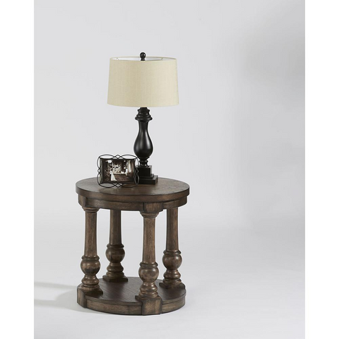 Classic Round End Table - Warm Cognac Finish | Shop Now