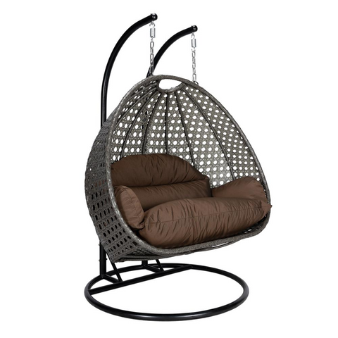 Charcoal Wicker Hanging 2 Person Egg Swing Chair - Outdoor Comfort and Durability