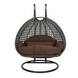 Charcoal Wicker Hanging 2 Person Egg Swing Chair - Outdoor Comfort and Durability