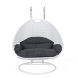 White Wicker Hanging 2 Person Egg Swing Chair - Outdoor Comfort and Style