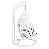 White Wicker Hanging 2 Person Egg Swing Chair - Outdoor Comfort and Style