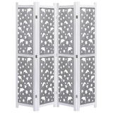 vidaXL 4-Panel Room Divider Gray 55.1"x65" Solid Wood | Decorative Partition Screen