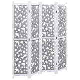 vidaXL 4-Panel Room Divider Gray 55.1"x65" Solid Wood | Decorative Partition Screen