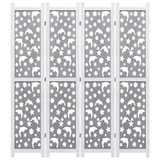 vidaXL 4-Panel Room Divider Gray 55.1"x65" Solid Wood | Decorative Partition Screen