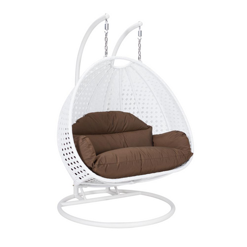 White Wicker Hanging 2 Person Egg Swing Chair - Enjoy Outdoor Comfort and Durability