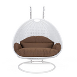 White Wicker Hanging 2 Person Egg Swing Chair - Enjoy Outdoor Comfort and Durability