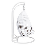 White Wicker Hanging 2 Person Egg Swing Chair - Enjoy Outdoor Comfort and Durability