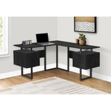 BLACK METAL COMPUTER CORNER DESK WITH BLACK OAK - Ember Workspace - WhatYouNeedSales