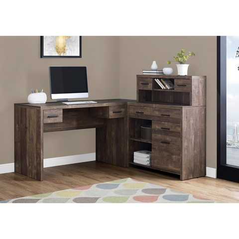 L-Shaped Corner Desk with Hutch, 60"L Computer Desk - PinnacleWorkspace - WhatYouNeedSales