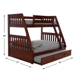 Mission Twin over Full Bunk Bed with Roll Out Twin Trundle Bed