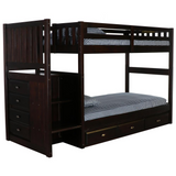 Mission Staircase Twin over Twin Bunk Bed with Seven Drawers