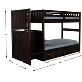 Mission Staircase Twin over Twin Bunk Bed with Seven Drawers