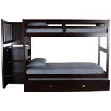 Mission Staircase Twin over Twin Bunk Bed with Four Drawer Chest - Dark Espresso Finish