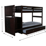 Mission Staircase Twin over Twin Bunk Bed with Four Drawer Chest - Dark Espresso Finish