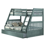 Solid Pine Twin/Full Bunk Bed with Twin Trundle - Charcoal Grey | Quality Construction, Space-saving Design