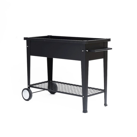 Black Mobile Metal Raised Garden Bed Planter Cart with Legs