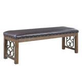 ACME Raphaela Bench, Black PU & Weathered Cherry Finish - WhatYouNeedSales