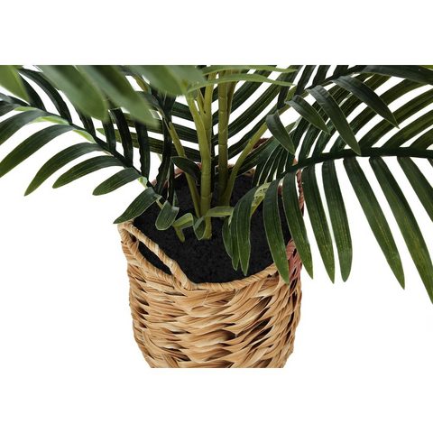 Artificial Plant, 24" Tall, Palm, Decorative, Green Leaves, Beige Woven Basket - WhatYouNeedSales