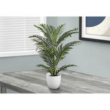 Artificial Plant, 28" Tall, Palm Tree, Decorative, Green Leaves, White Pot - WhatYouNeedSales