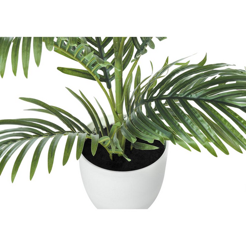 Artificial Plant, 28" Tall, Palm Tree, Decorative, Green Leaves, White Pot - WhatYouNeedSales