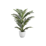 Artificial Plant, 28" Tall, Palm Tree, Decorative, Green Leaves, White Pot - WhatYouNeedSales