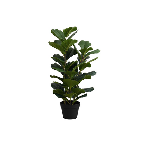 Artificial Plant, 32" Tall, Fiddle Tree, Decorative, Green Leaves, Black Pot - WhatYouNeedSales