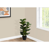 Artificial Plant, 32" Tall, Fiddle Tree, Decorative, Green Leaves, Black Pot - WhatYouNeedSales