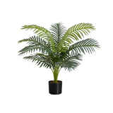 Artificial Plant, 34" Tall, Palm Tree, Decorative, Green Leaves, Black Pot - WhatYouNeedSales