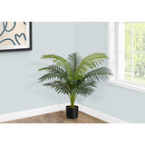 Artificial Plant, 34" Tall, Palm Tree, Decorative, Green Leaves, Black Pot - WhatYouNeedSales