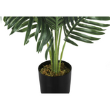 Artificial Plant, 34" Tall, Palm Tree, Decorative, Green Leaves, Black Pot - WhatYouNeedSales