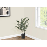 Artificial Plant, 35" Tall, Eucalyptus Tree, Green Leaves, Black Pot - WhatYouNeedSales