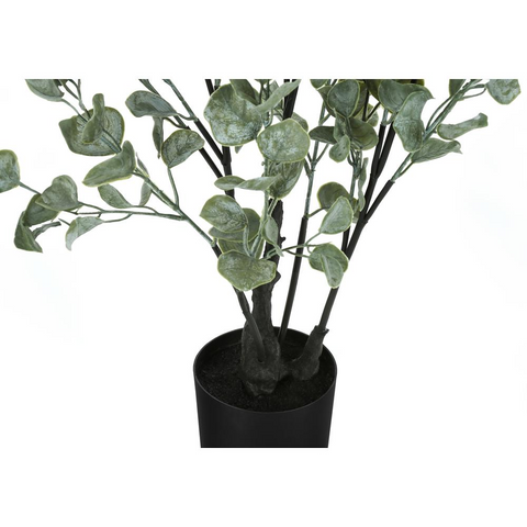 Artificial Plant, 35" Tall, Eucalyptus Tree, Green Leaves, Black Pot - WhatYouNeedSales