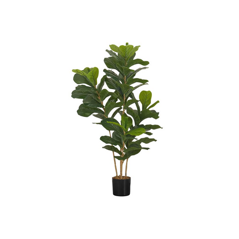 Artificial Plant, 41" Tall, Fiddle Tree, Decorative, Green Leaves, Black Pot - WhatYouNeedSales