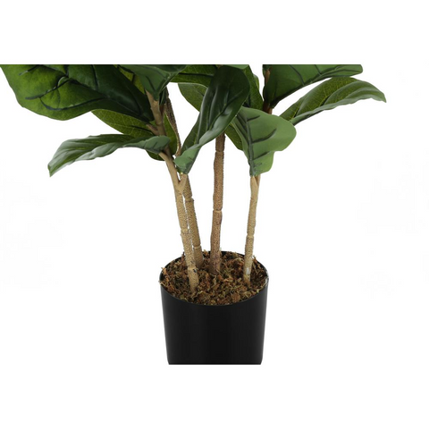 Artificial Plant, 41" Tall, Fiddle Tree, Decorative, Green Leaves, Black Pot - WhatYouNeedSales