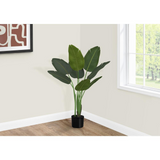 Artificial Plant, 44" Tall, Bird Of Paradise Tree, Green Leaves, Black Pot - WhatYouNeedSales