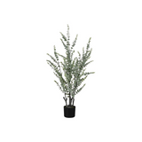 Artificial Plant, 44" Tall, Eucalyptus Tree, Decorative, Green Leaves, Black Pot - WhatYouNeedSales