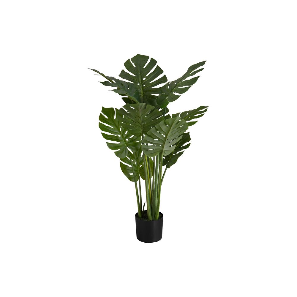 Artificial Plant, 45" Tall, Monstera Tree, Decorative, Green Leaves, Black Pot - WhatYouNeedSales