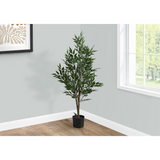 Artificial Plant, 47" Tall, Acacia Tree, Green Leaves, Black Pot - WhatYouNeedSales