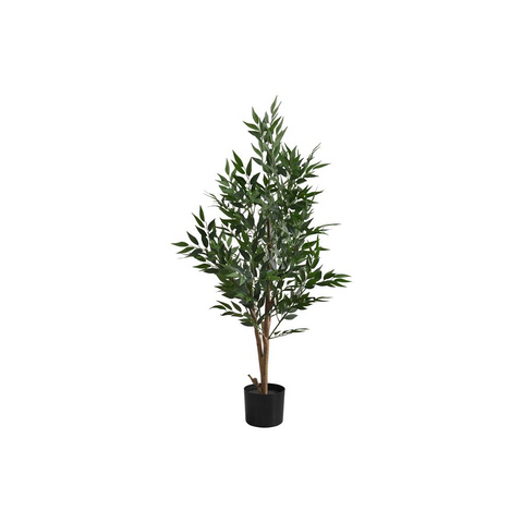 Artificial Plant, 47" Tall, Acacia Tree, Green Leaves, Black Pot - WhatYouNeedSales