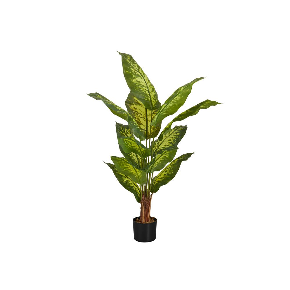 Artificial Plant, 47" Tall, Evergreen Tree, Decorative, Green Leaves, Black Pot - WhatYouNeedSales