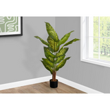 Artificial Plant, 47" Tall, Evergreen Tree, Decorative, Green Leaves, Black Pot - WhatYouNeedSales