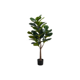 Artificial Plant, 47" Tall, Fiddle Tree, Decorative, Green Leaves, Black Pot - WhatYouNeedSales