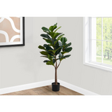 Artificial Plant, 47" Tall, Fiddle Tree, Decorative, Green Leaves, Black Pot - WhatYouNeedSales