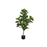 Artificial Plant, 47" Tall, Fiddle Tree, Decorative, Green Leaves, Black Pot - WhatYouNeedSales