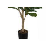 Artificial Plant, 47" Tall, Fiddle Tree, Decorative, Green Leaves, Black Pot - WhatYouNeedSales