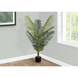 Artificial Plant, 47" Tall, Palm Tree, Decorative, Green Leaves, Black Pot - WhatYouNeedSales