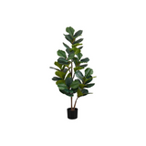 Artificial Plant, 49" Tall, Fiddle Tree, Decorative, Green Leaves, Black Pot - WhatYouNeedSales